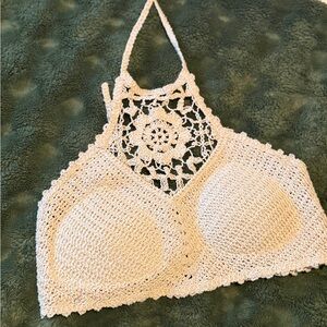 Crochet Halter Top in Cream